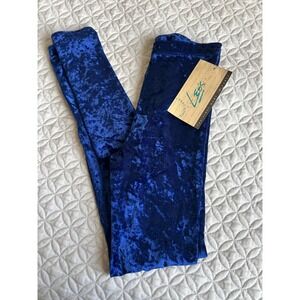 Leos Dancewear Navy Blue Crushed Velvet Leggings Vintage Made in USA Small
